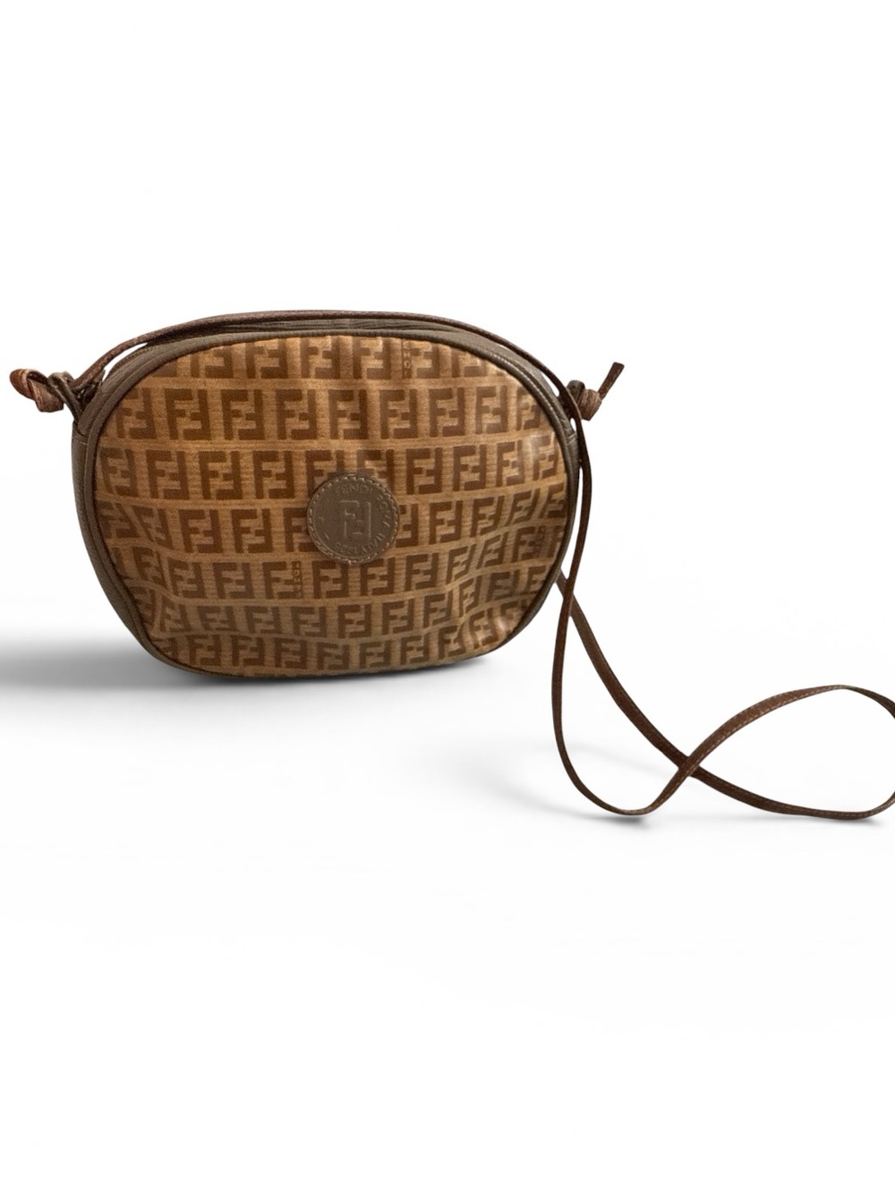 Fendi Vintage Zucchino Canvas Pochette Baguette Bag Brown Y2K